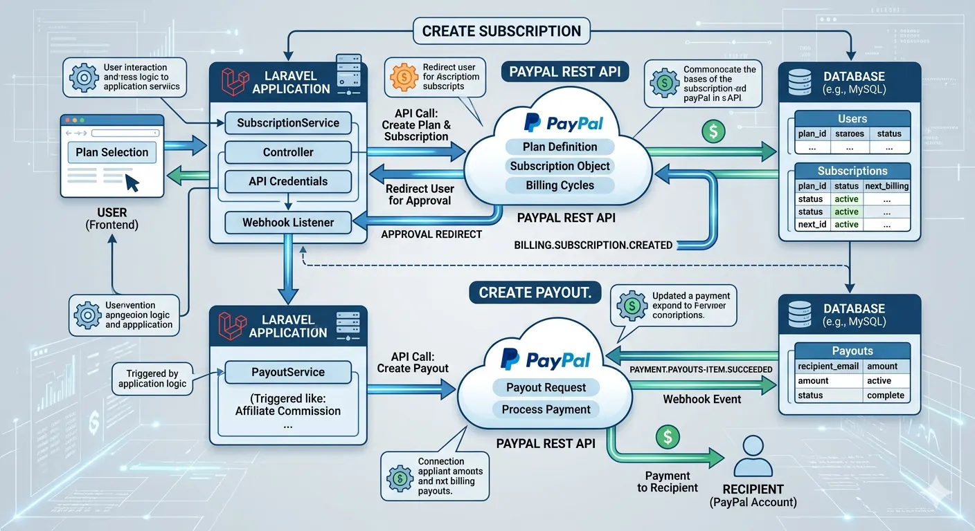 Read post: How to integrate paypal in laravel with subscription and payout